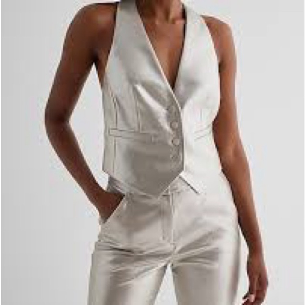 Express Champagne Metallic Pants Size 14l - image 4